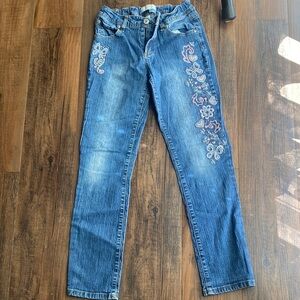 Route 66 Kids' Blue Jeans with Pink Embroidery